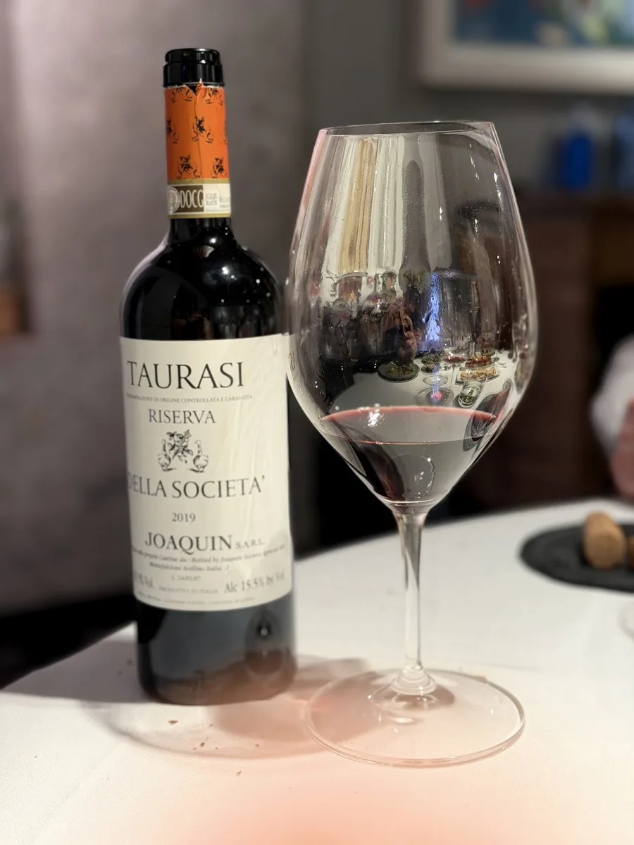 Joaquin Taurasi Riserva, Della Società 2019, opened from the cellar